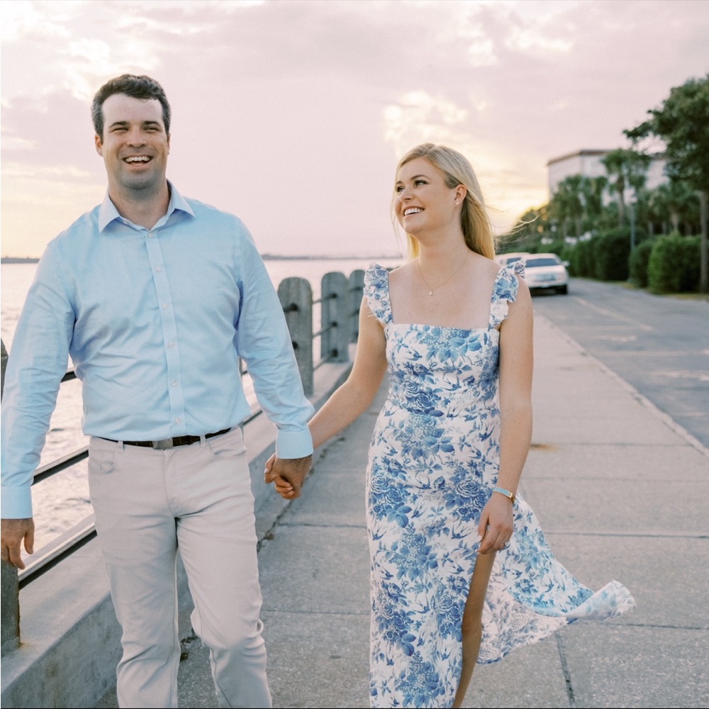 Reformation Blue and White Floral Dress